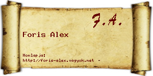Foris Alex névjegykártya